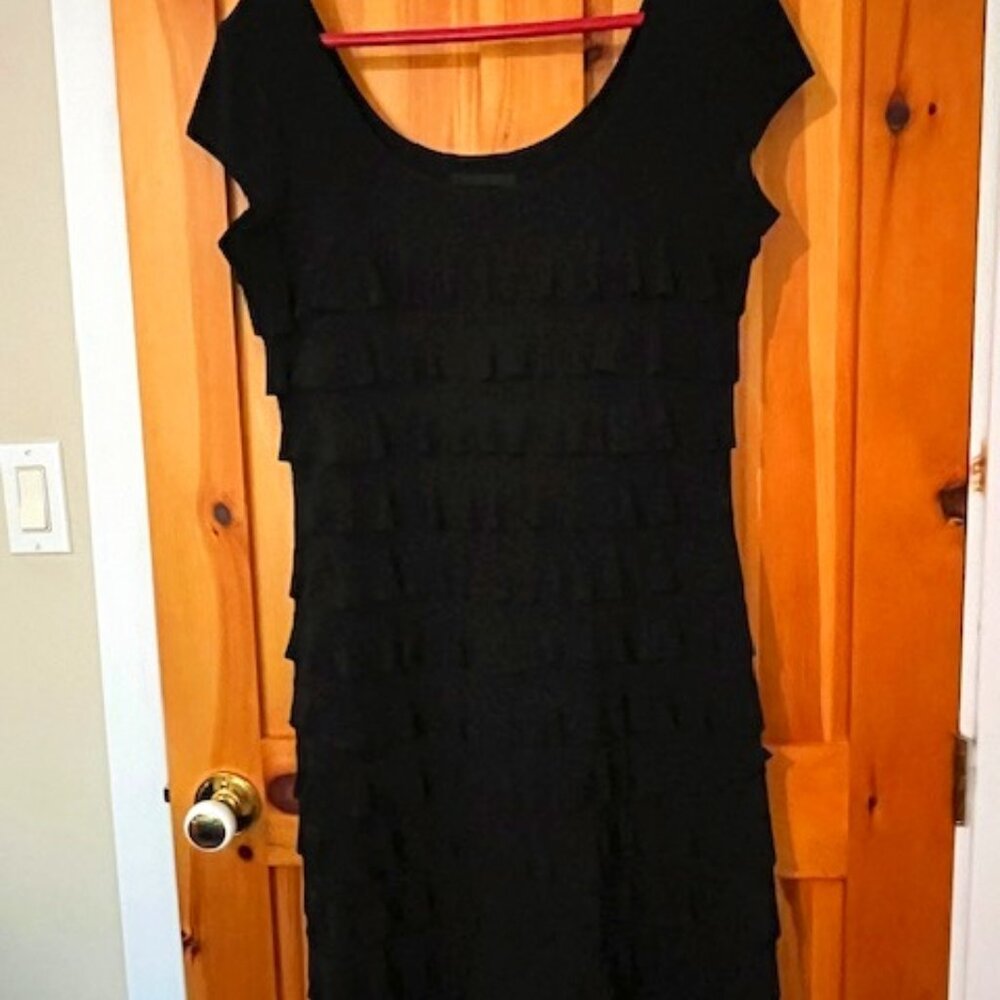 Joseph Ribkoff black frilly cocktail dress